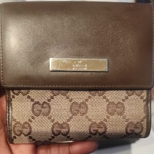 Gucci Brown and Tan Wallet with Monogram Canvas